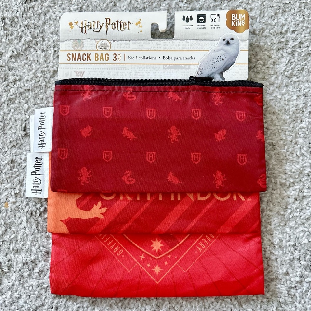 BUMKINS x Harry Potter Gryffindor 3-pc reusable snack bags set